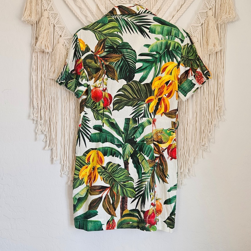 House of Harlow 1960 Tropical Linen Blend Button Down Utility Mini Dress XS - Picture 11 of 11